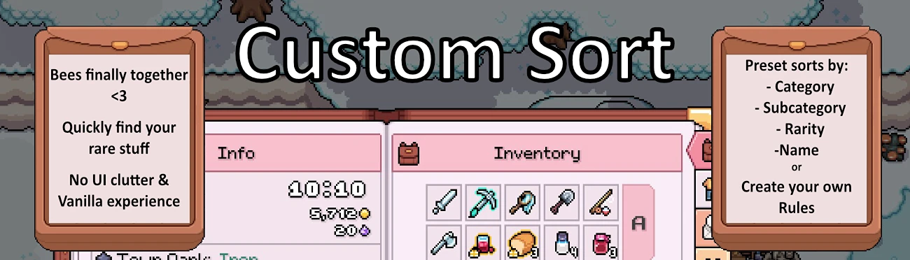 Custom Sort cover showing an organized inventory and configurable sorting rules